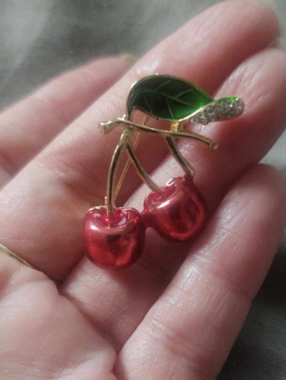 Decorative Cherry Pin Brooch - Picture 3 of 4
